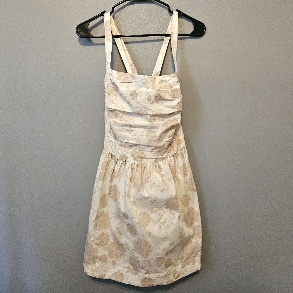 Free People Meet Me In Maui Printed Mini Dress Ivory Combo Floral XL - Picture 2 of 9